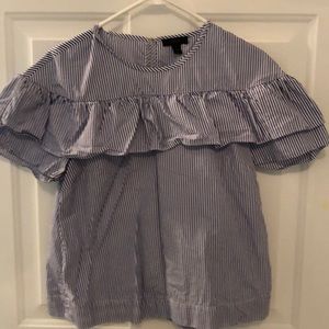 J. Crew Striped Ruffle Top